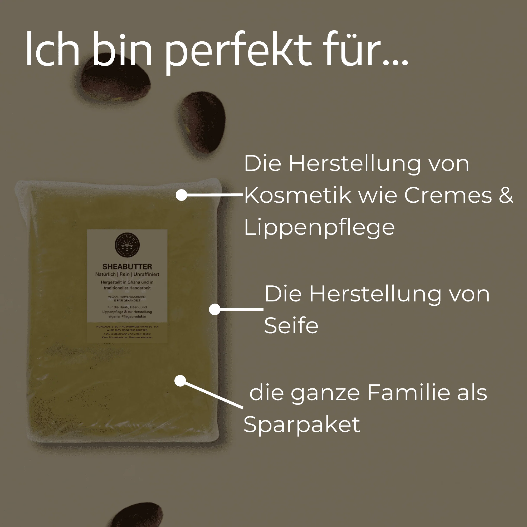 5 Kg unraffinierte Sheabutter, aus Wildsammlung, luftdicht eingeschweißt | LASOYI - Image 3